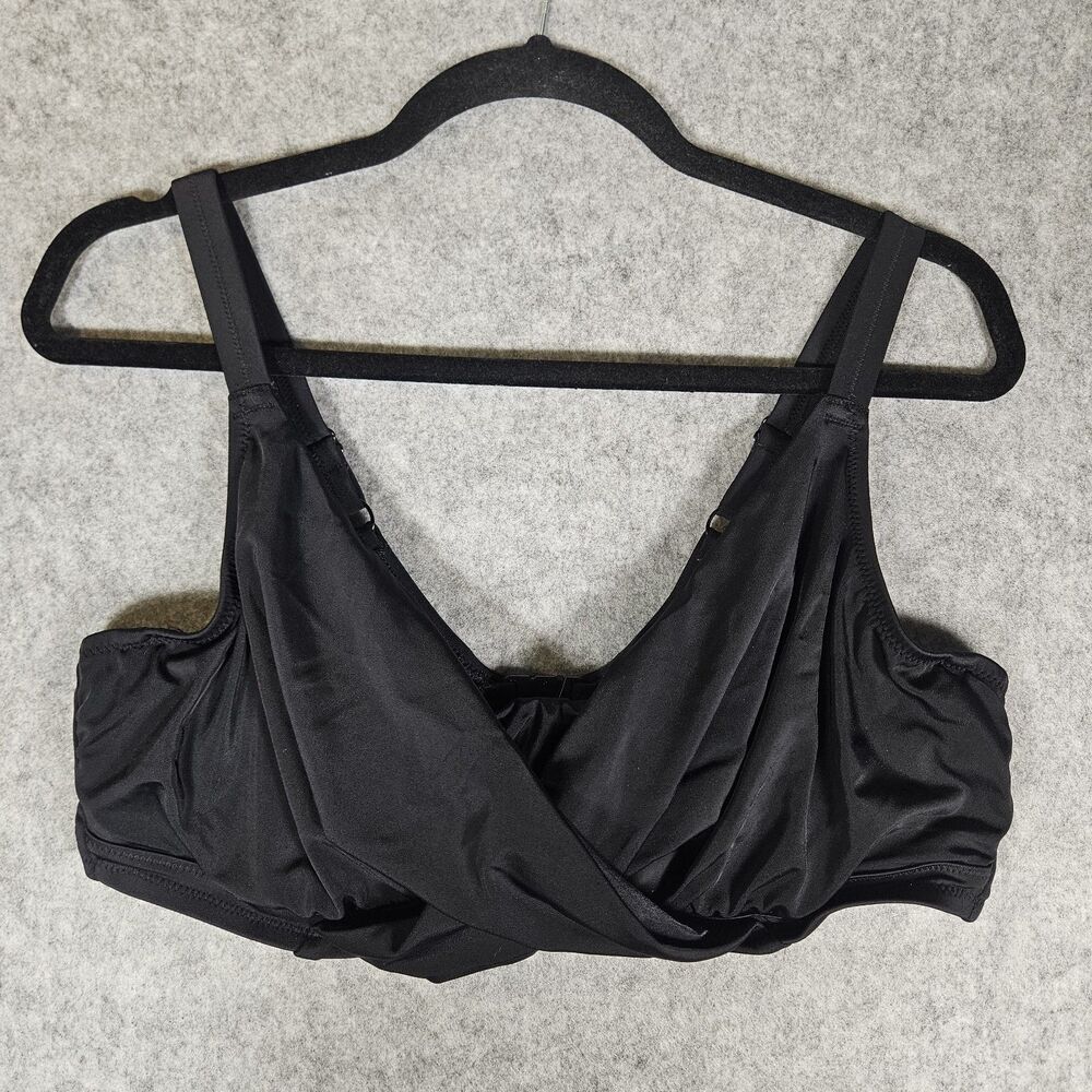 Elomi Black Wrap Plunge Underwire Twist Swim Top Beach Resort Summer Size 40G